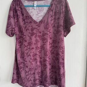Floral V-Neck Women’s Top - Purple